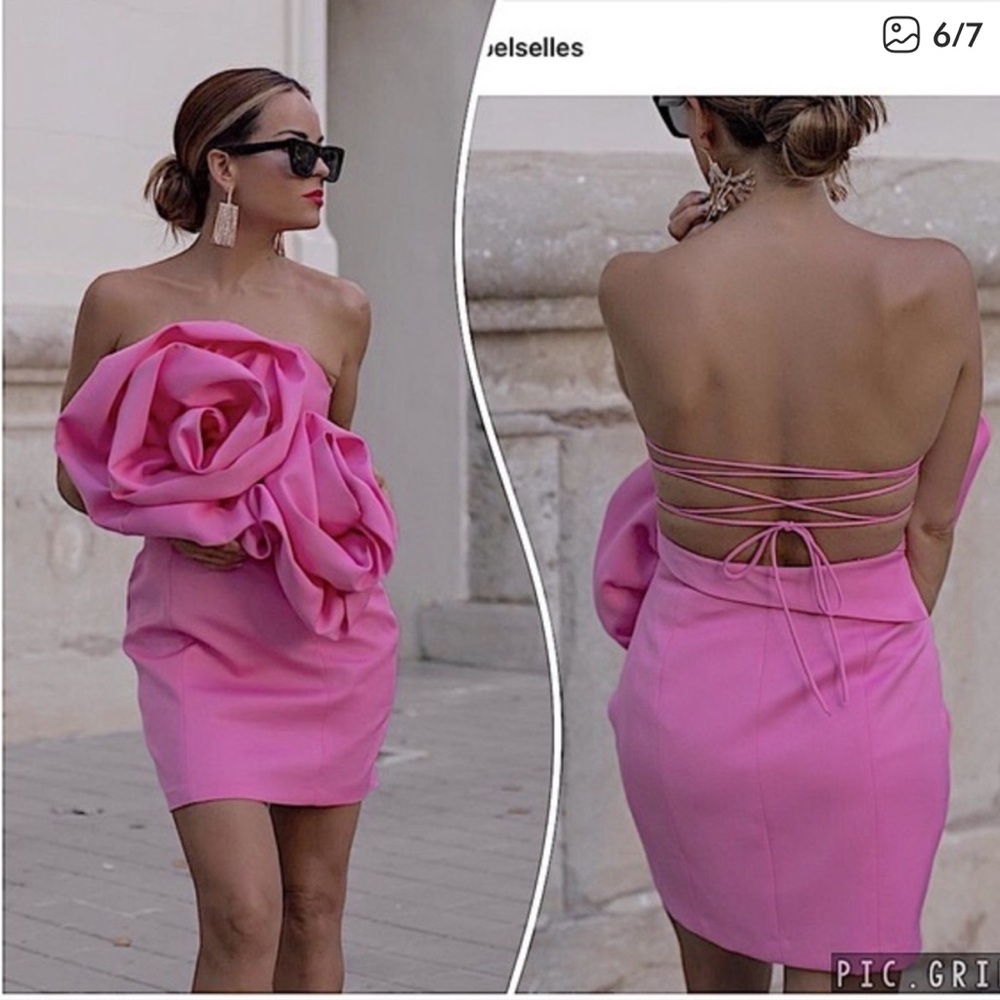 Zara Fuchsia Floral Detail Dress - Picture 2 of 3